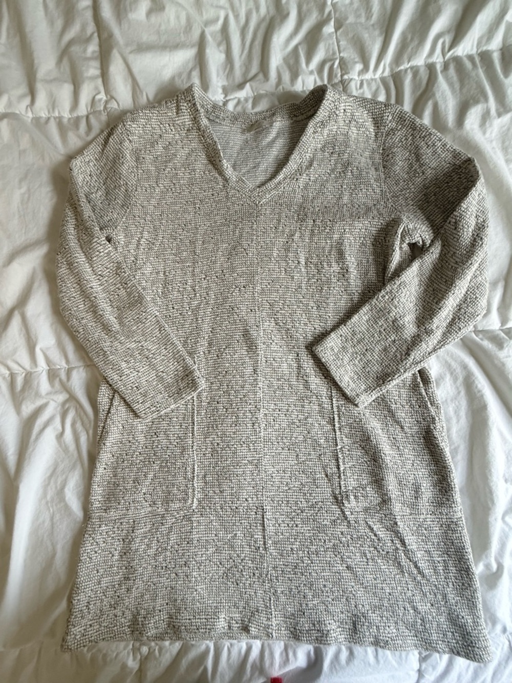LOFT Outlet Cream Heather Knit Sweater Dress